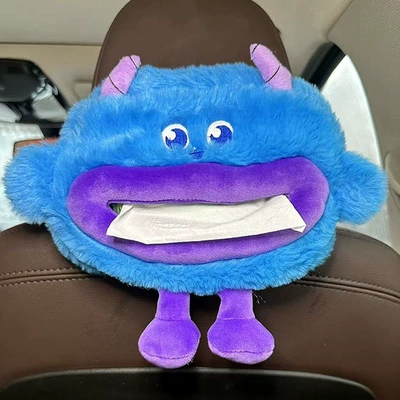 Car tissue box/set – and cute car interior accessory - purple-horn-monster-tissue-box