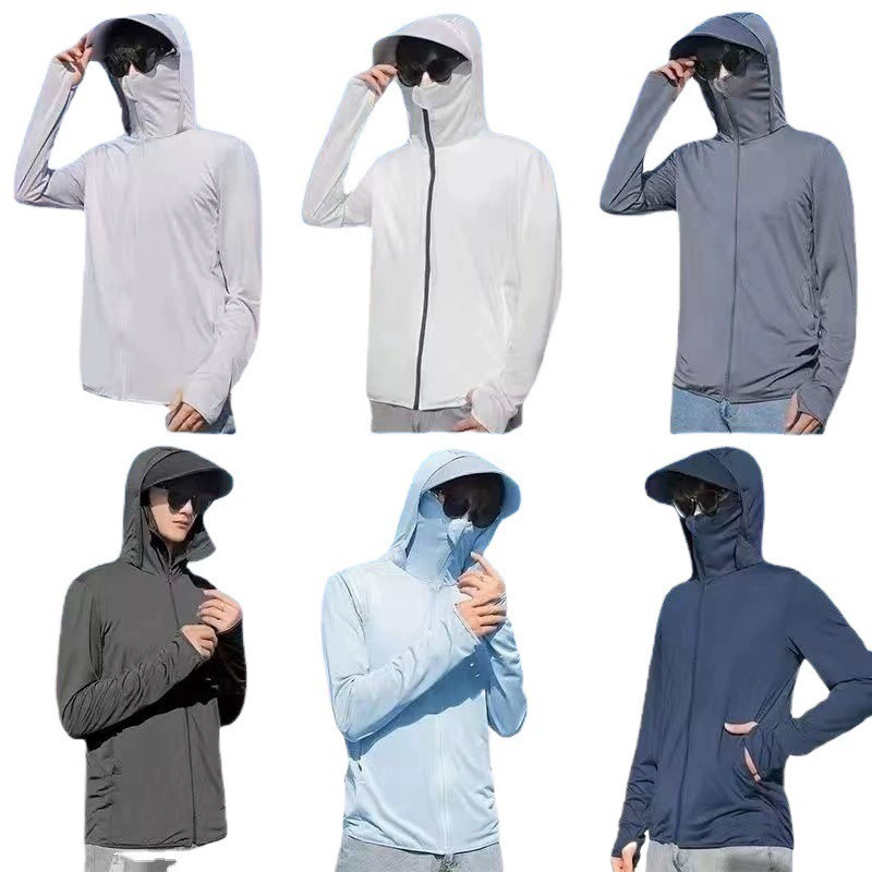 Silk summer thin sun protection clothing, travel trench coat, jacket with hood, American style