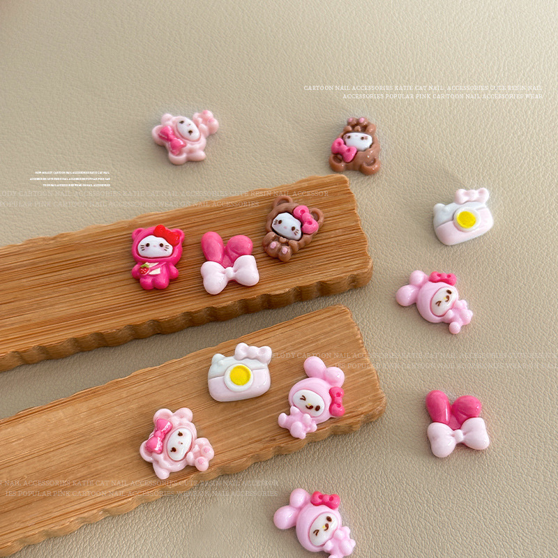 KT & 美楽ティ漫画ネイルアクセサリーかわいい立体熊カメラ美楽ティdiy樹脂着用甲アクセサリー