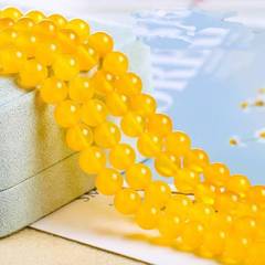 7A ナチュラルイエロー瑪瑙ルースビーズ diy ジュエリーアクセサリーブレスレットビーズラウンドビーズカルセドニー半完成ビーズ