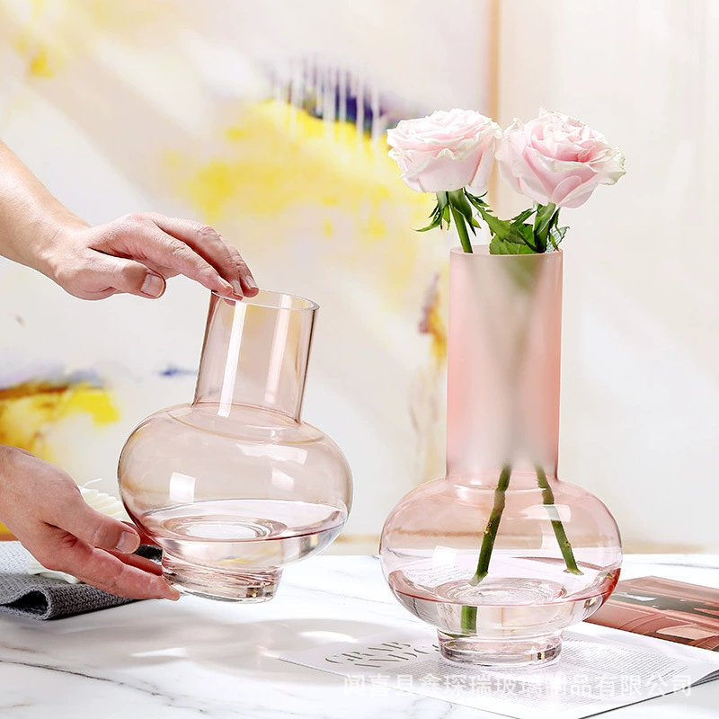 Северные современные глазурные розовые стеклянные вазы для украшения гостиной