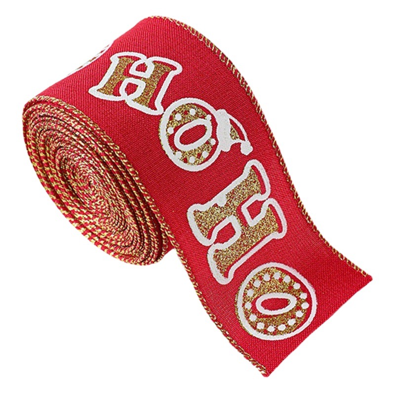 Venta caliente transfronteriza imitación de lino decoración de la cinta de Navidad a cuadros rojo arco copo de nieve cinta decoraciones de Navidad