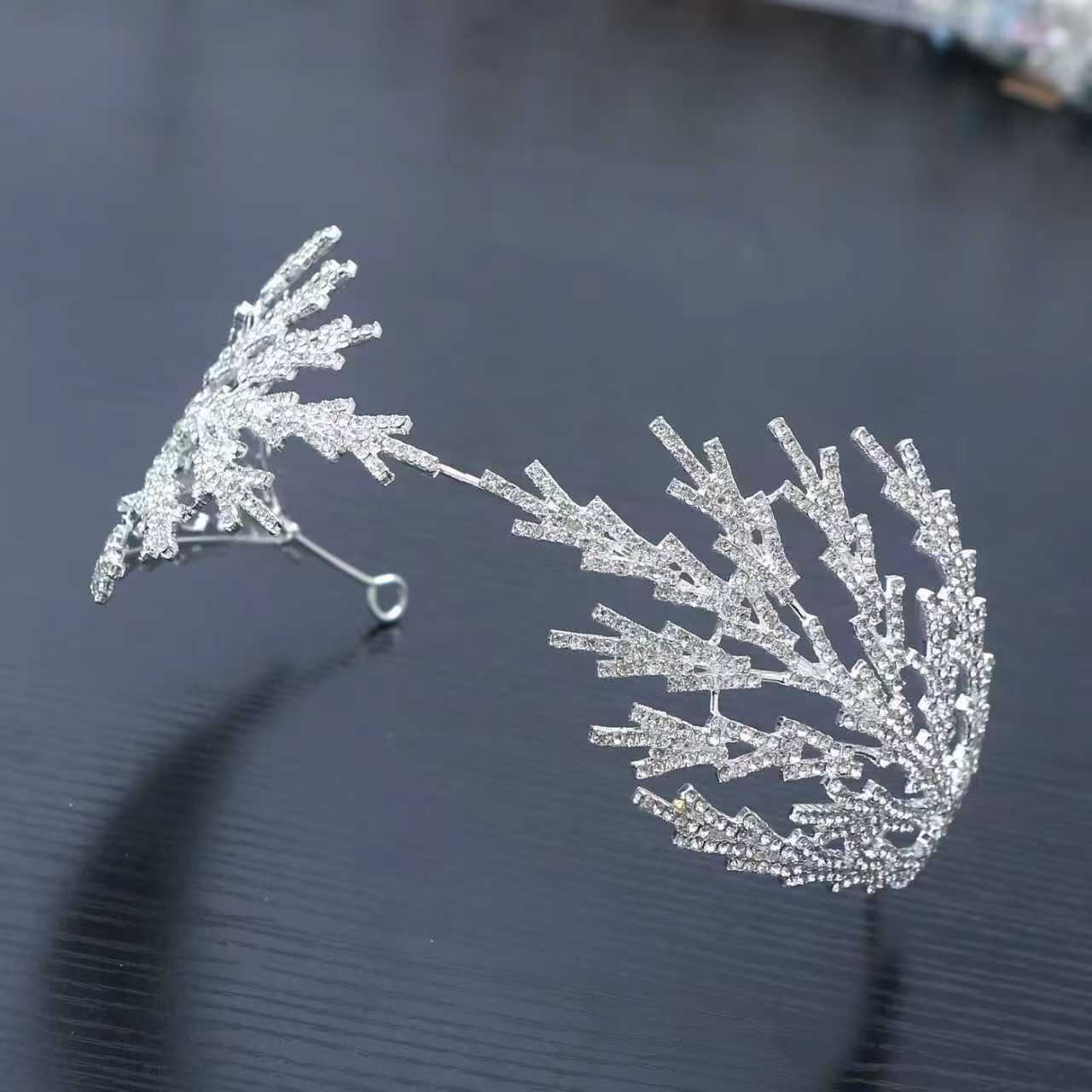 奢华新娘皇冠婚礼舞会派对头饰巴洛克水晶柳条发箍公主生日王冠