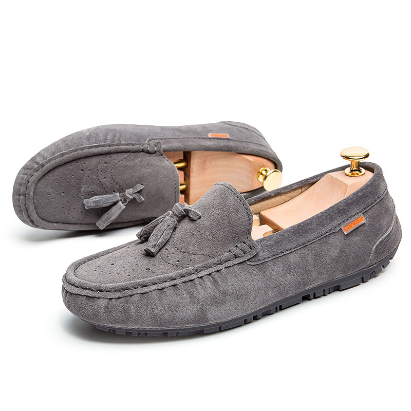 Transmisión en vivo transfronteriza Hot Bean zapatos de cuero para hombre esmeriado un pedaleo de piel de cuero suave suela perezosa Gran Bretaña