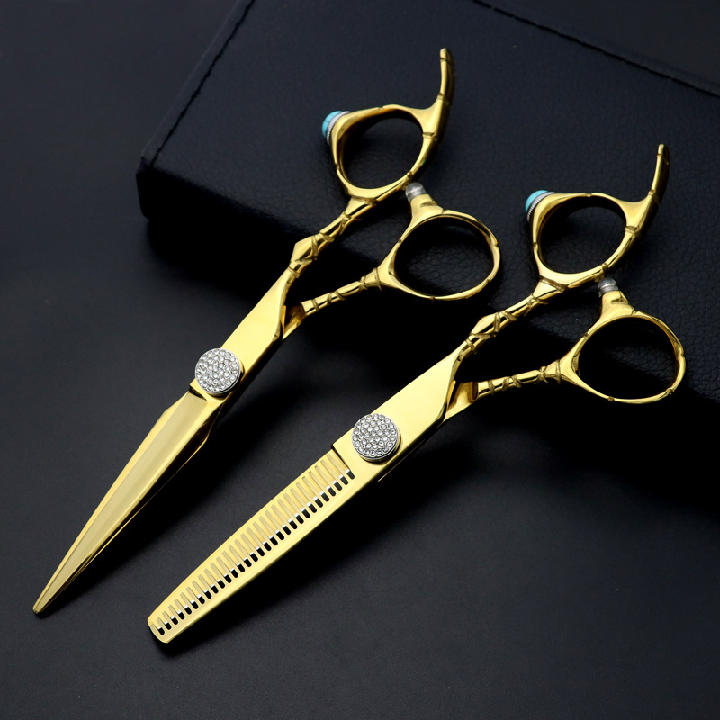 L3I-6.0寸井上火匠美发剪刀批发 绿色戒指宝石 高档美发剪刀批发