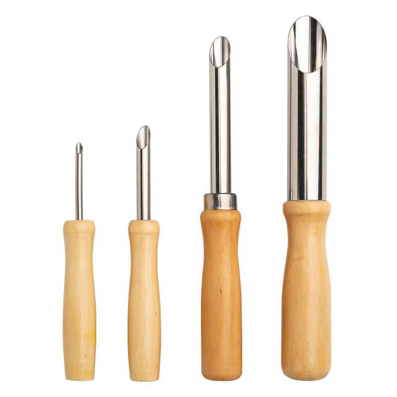 Ceramic Stainless Steel 4-Piece Set of Punch Tools for Soft Clay Sculpture, Drilling Tools for Handmade Clay
