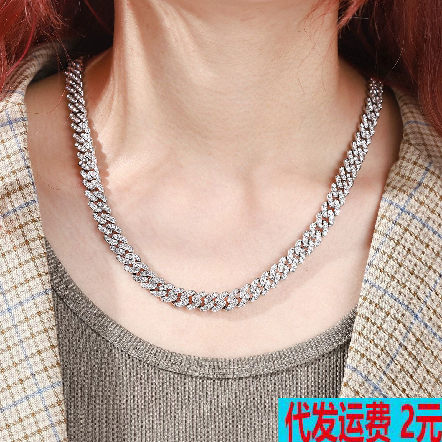 Трансграничный хип-хоп 9 мм однорядный бриллиантовый панк-цепочка европейские и американские мужчины и женщины ожерелье дизайн