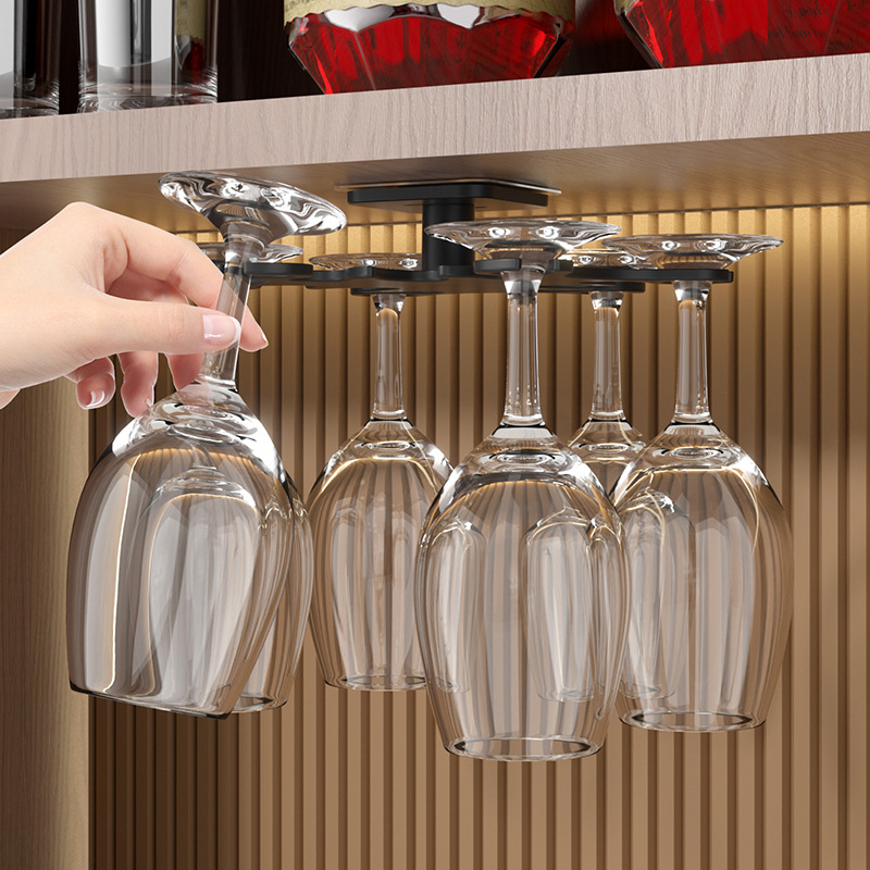 Cross-Border Amazon Rotating Wine Glass Rack Without Punching Upside-Down Rack Goblet Storage Drain Rack Hanging Display Rack