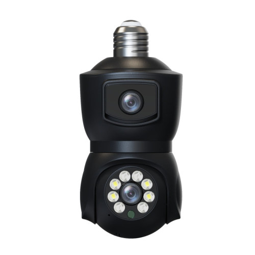 E9 light bulb camera WiFi gun ball linkage dual lens home smart surveillance camera full color E27 binocular