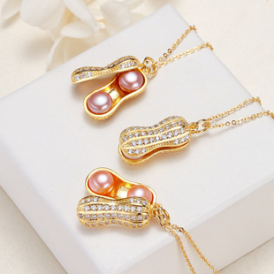 Jewelry wholesale semicircle Zhuji pearl necklace pendant gold necklace stall supply fresh water pearl jewelry women