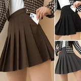 New Pleated Skirt Elastic Waist Elastic Skirt Women's Spring and Summer All-match Slimming High Waist College Style A- line Short Skirt