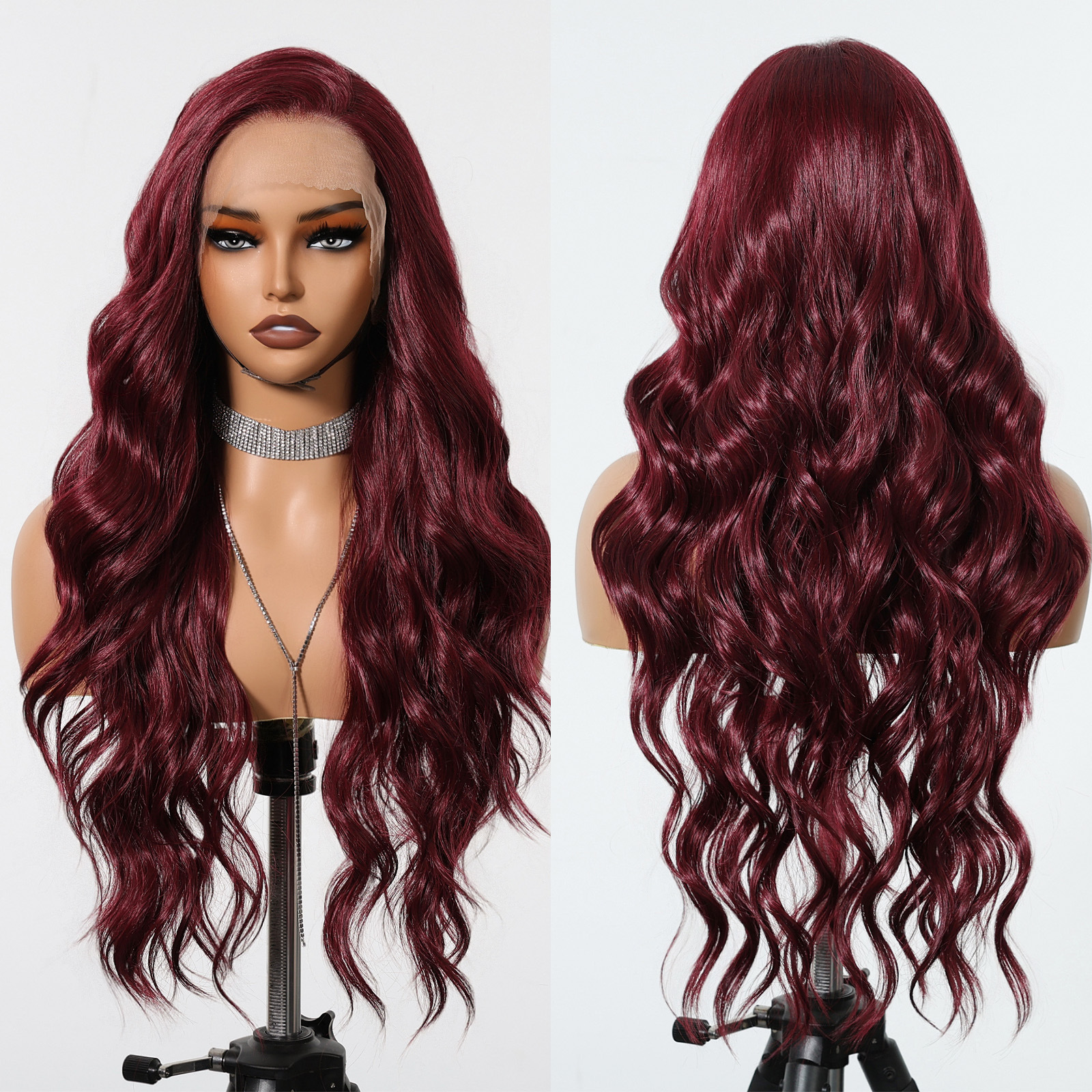 Venta caliente transfronteriza 13*6 pelucas de encaje de gran superficie de la fábrica femenina Spot marrón claro, corte de pelo largo y rizado, realista y transpirable