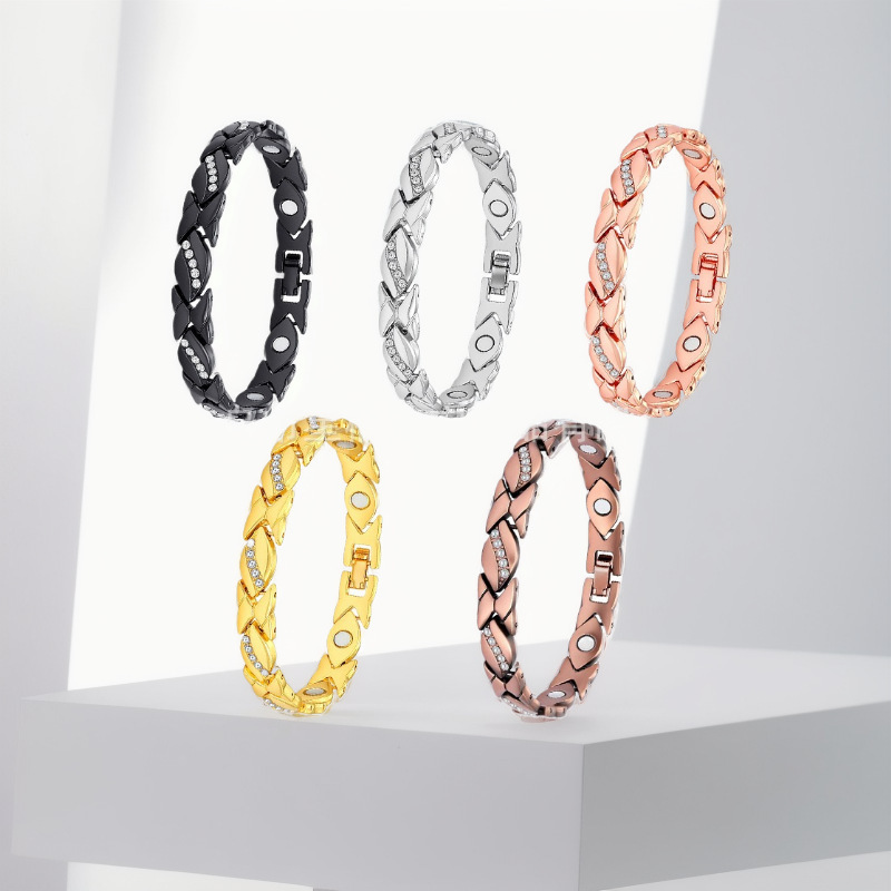 Cross-Border Retro Geometric Rhinestone Bracelet Zinc Alloy Electroplated Handmade Men's Square Jewelry Wholesale Jewelry European and American Women's