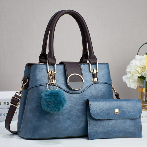  new retro material cross-border splicing mother-in-law bag simple solid color large capacity single shoulder handheld women's bag texture bag
