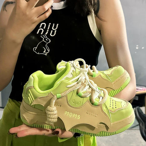 Bat shoe thick sole street height board shoes retro bread shoes men and women same style couple shoes【268】