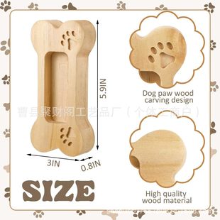 Cross-Border Wooden Bone-Shaped Business Card Box Desktop Dog Paw Print Wooden Business Card Display Box Solid Wood Business Card Display Slot