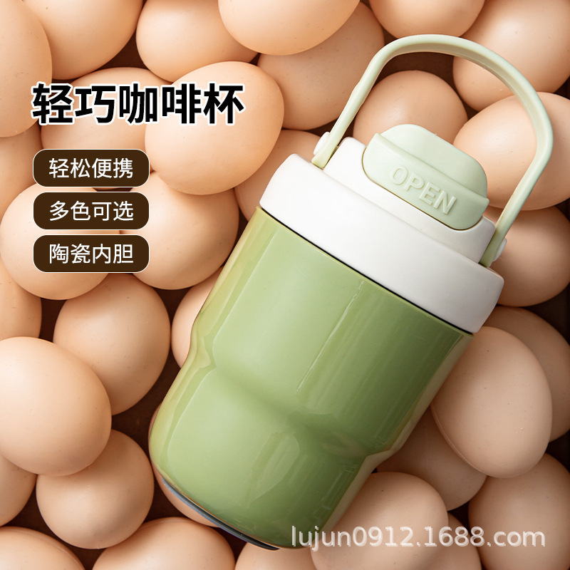 Real Ceramic Simple Coffee Cup Mini Small Capacity Women's Direct Drinking Portable Thermos Cup with Handle Water Cup for Men