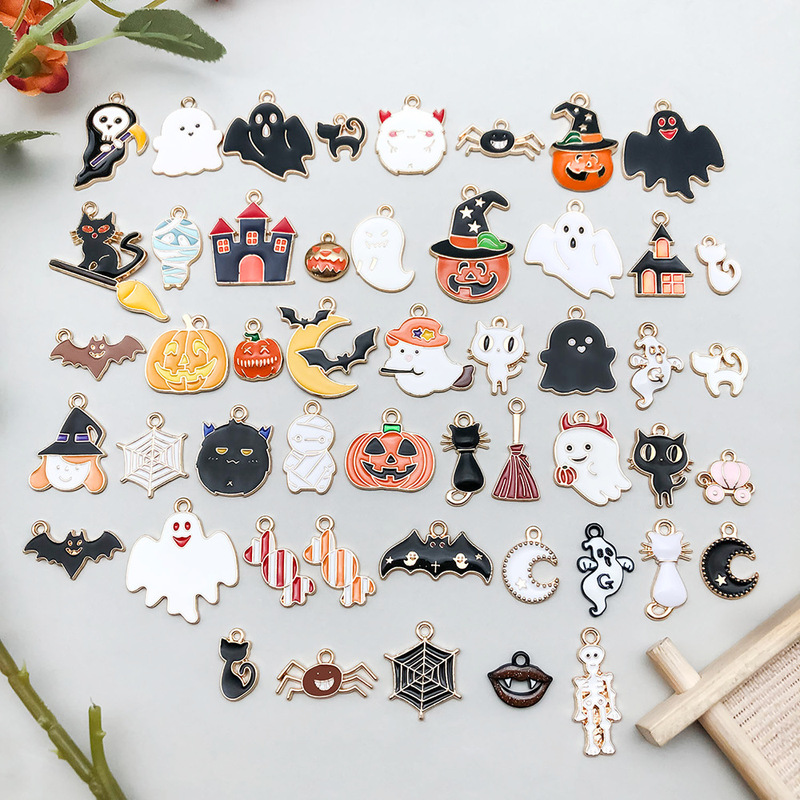 50 Halloween Ghost Festival Ghost Pumpkin Bat Funny Oil Drop Pendant DIY Alloy Jewelry Clothing Accessories 50 Halloween Ghost Festival Ghost Pumpkin Bat Funny Oil Drop Pendant DIY Alloy Jewelry Clothing Accessories