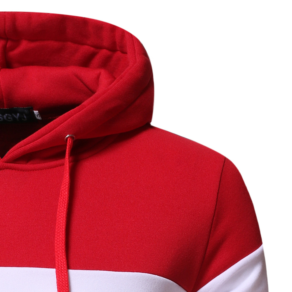 Men's Clothing autumn and winter men's clothing 3 color splicing pullover hooded casual men's sweater jacket_desvips.com