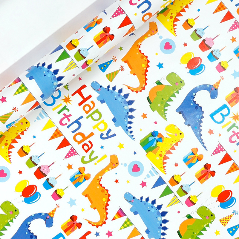 Amazon限定 80gコート紙 漫画恐竜シリーズ ギフト包装紙 子供の日の誕生日シリーズ ギフト|undefined