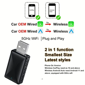 Simli CarPlay-dən simsizə 2-si 1-də adapter, Android Auto ilə də uyğun gəlir