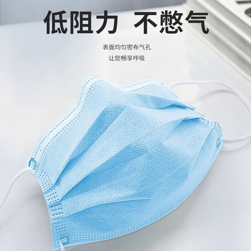 【Banda plana que no daña los oídos】Mascarillas desechables para adultos, de tres capas con material moldeado por calor, venta al por mayor en stock, protección solar, protección con banda plana. image 5