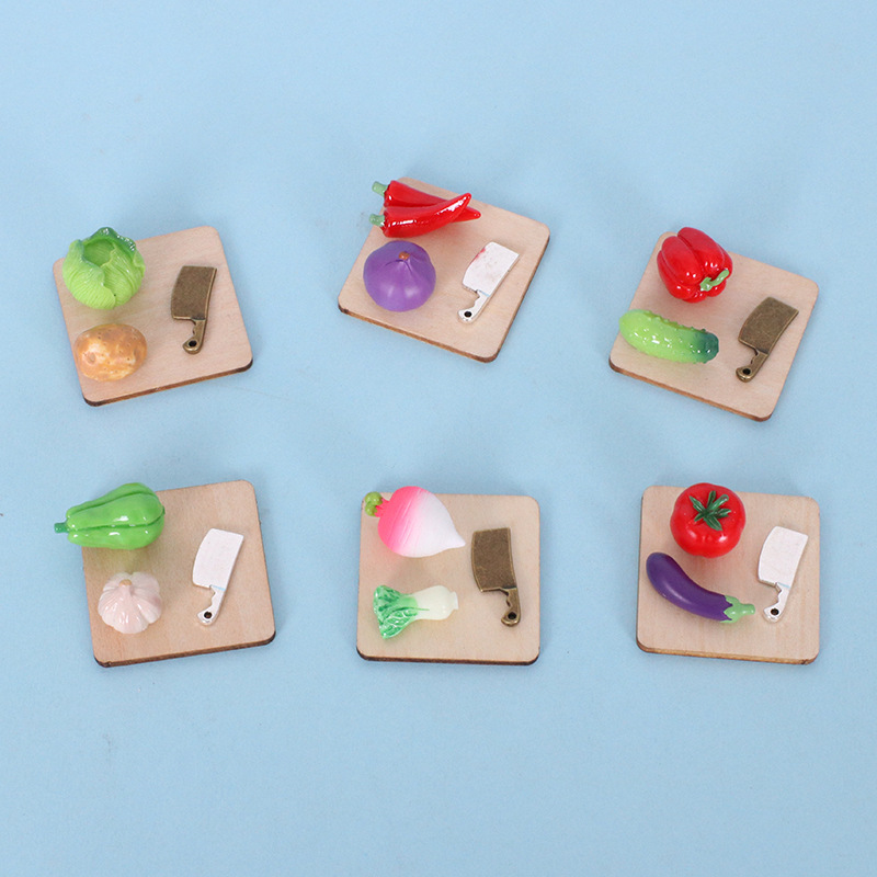 Dollhouse娃娃屋仿真迷你蔬菜菜板刀微缩食玩厨房场景桌面装饰品