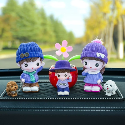 Car Supplies, New Couple – Car ornaments - scarf-couple-lele-round-hat-red-sun-flower-big-diamond-pad
