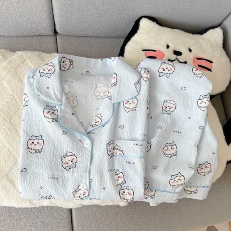云朵棉秋季新款睡衣女长袖翻领卡通甜美可爱高级网红风家居服套装|undefined