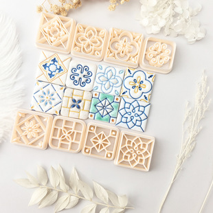 2025 Flower Brick Blue and Flower Vintage Earrings Soft Pottery Mold Creative Combination Decorative Modeling Cutting Mold DIY Hand Tools
