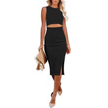 Z 45059 Hollow Hip Knit Sleeveless Dress �οհ�����֯����ȹ