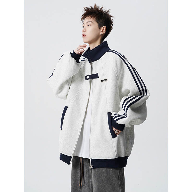 American Style Stitching Sports Jacket Coat Men's Sweatshirt Autumn and Winter New Fashion Brand High Street Design Sense Baseball Suit American Style Stitching Sports Jacket Coat Men's Sweatshirt Autumn and Winter New Fashion Brand High Street Design Sense Baseball Suit