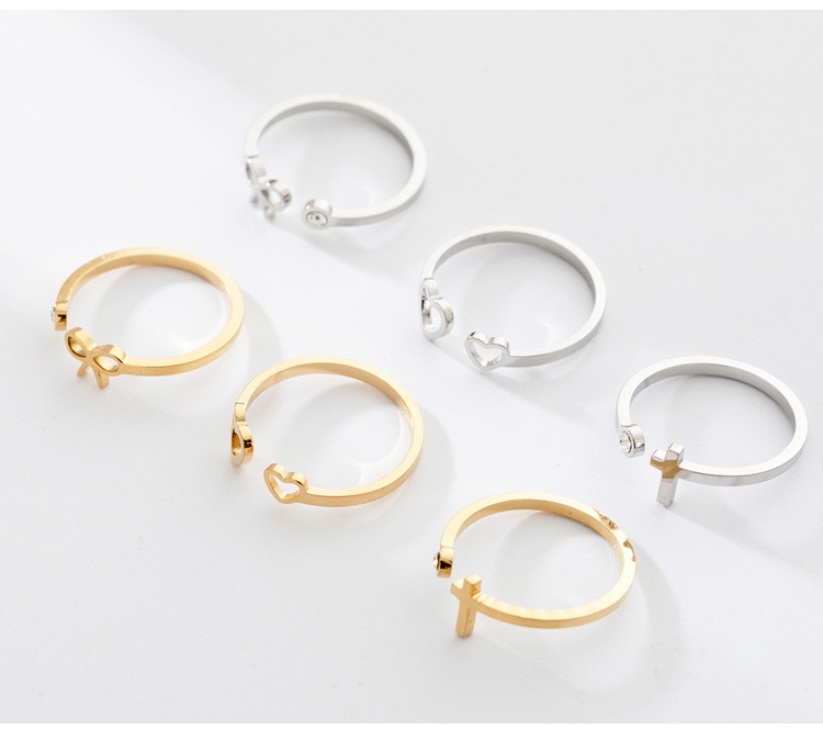 304 Stainless Steel Material Heart Pattern Wholesale Jewelry Simple Style Heart 304 Stainless Steel Zircon 18K Gold Plated