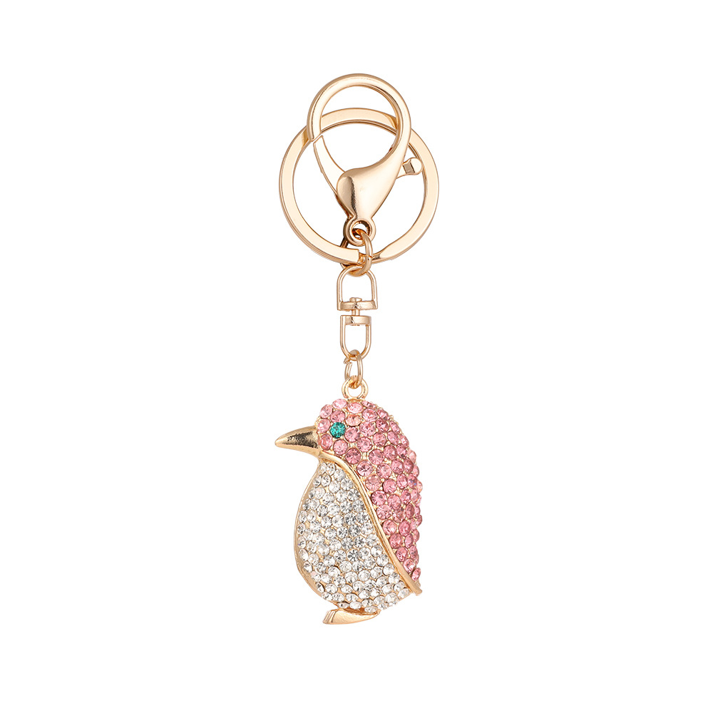 Cartoon Cute Diamond-Studded Penguin Car Keychain 3D Ocean Series Bag Accessory Pendant Small Gift Wholesale_voghion.com