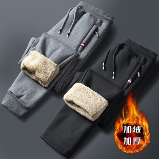 Lamb Velvet Pants Men's Autumn and Winter Thickeneded Warm Casual Pants Men's Winter Heavy Velvet Pants Trendyy Sports Pants
