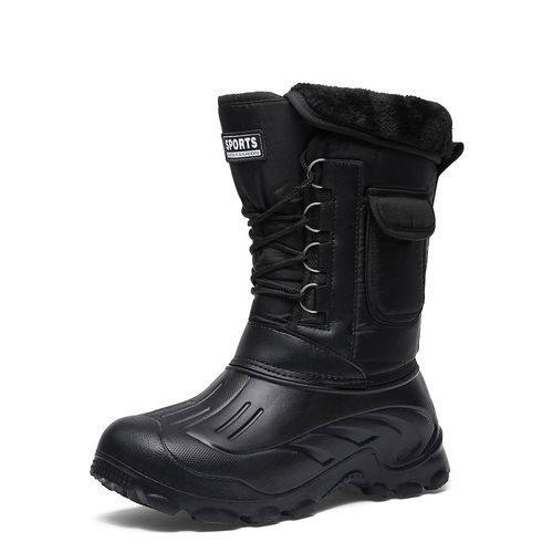 Winter Men's Outdoor Work Snow Boots Ice Fishing Boots Warm Waterproof Outdoor Riding Boots Tall Cold-Resistant Ice Fishing Boots