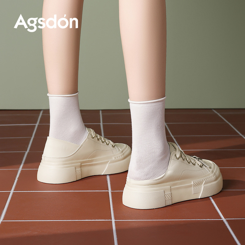 Augu Shi Deng zapatos blancos de suela gruesa para mujeres 2025 nuevo otoño suave ligero dos zapatos de skate zapatos deportivos casuales