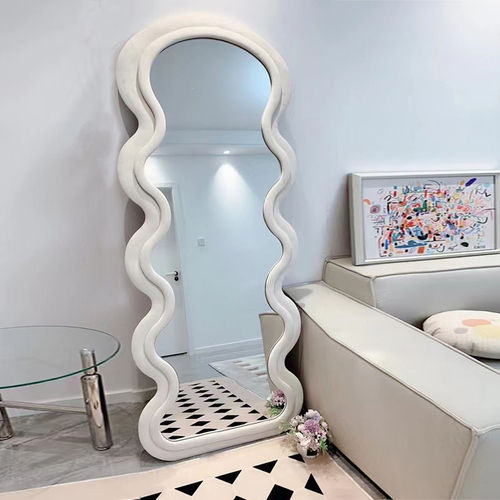 3x Full-length floor-to-ceiling mirror Internet celebrity girl home dressing mirror ins style wave shaped dormitory clothing store fitting
