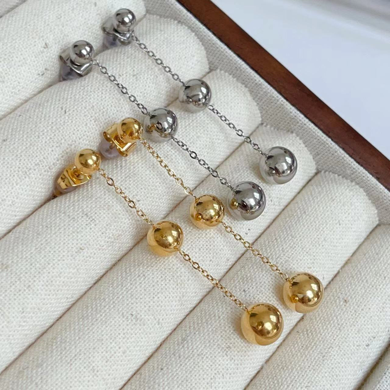 Titanium Steel Material 1 Pair Simple Style Classic Style Solid Color Titanium Steel Drop Earrings
