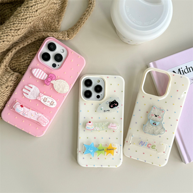 Punto de onda de color estilo ins tridimensional West Highland para iPhone14 funda para teléfono móvil 15ProMax Apple 13/12 hembra