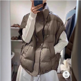 Casual Stand-Up Collar down Jacket Vest Autumn and Winter Loose Slimming Versatile Short Coat Layered Elegant Chic Top for Women