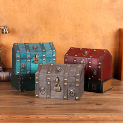 Creative wooden storage box with house shape, lock and password, movie shooting prop, document and jewelry storage
