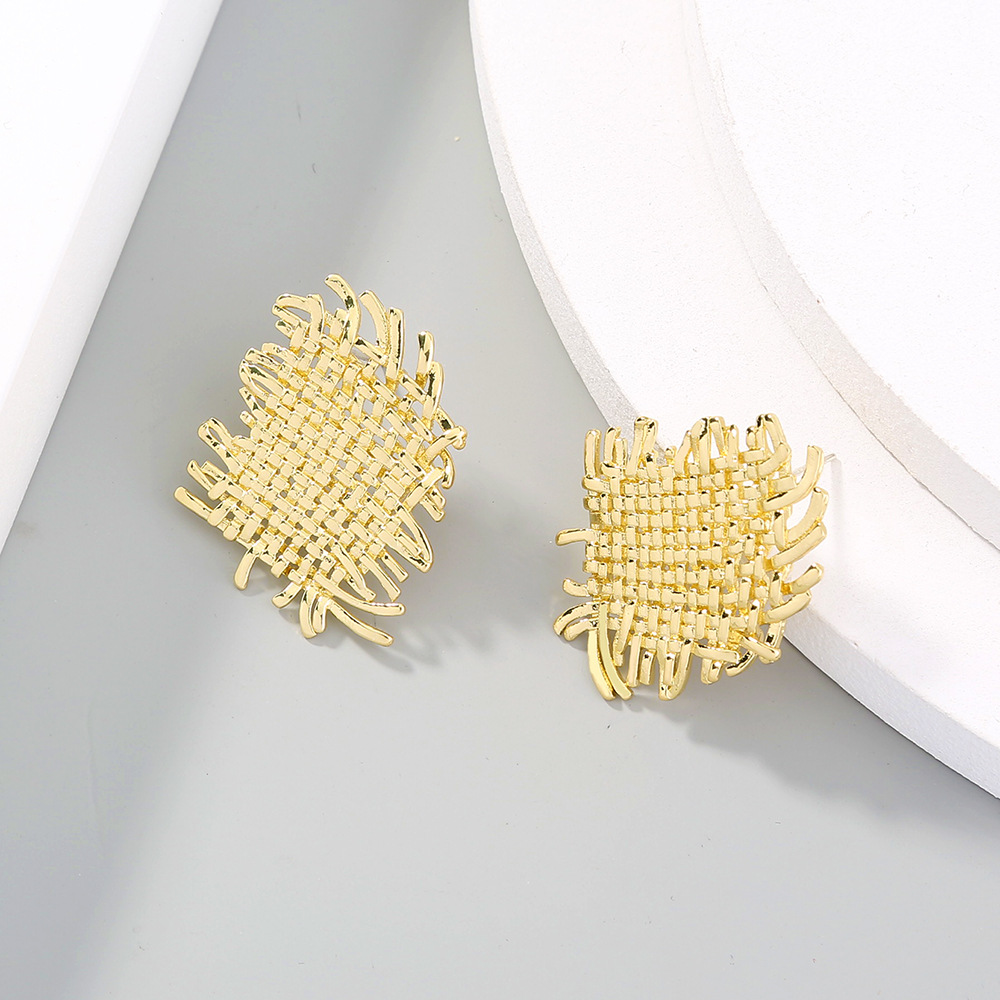 Gold Fashion Cross Braided Metal Earrings display picture 7