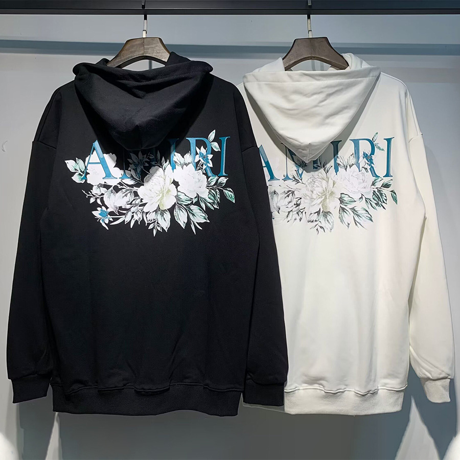 AMIRI suéter colección de letras de impresión transfronterizas 360 gramos de anillo masculino suelto casual sudadera encapuchada