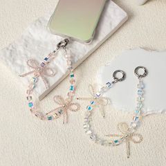 双頭バックルクリスタル吊りチェーン携帯電話ストラップ紛失防止携帯電話ケースストラップビーズ手作りリボン携帯電話チェーン
