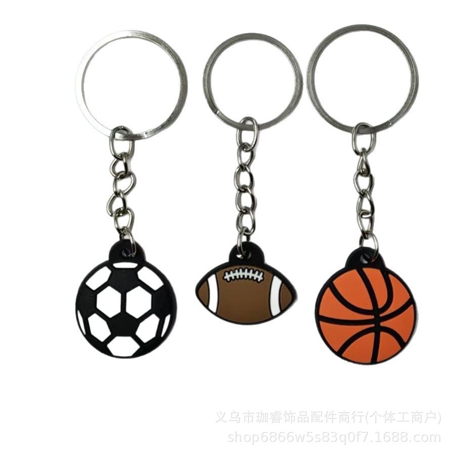 クリエイティブpvcサッカーブルーボールキーホルダーストラップシミュレーションスポーツ用品ラグビーテニスイベントプレゼント卸売り