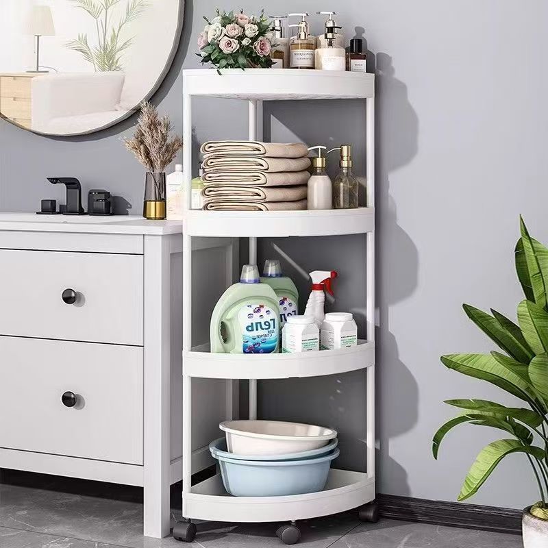 Cross-Border Storage Tripod Bathroom Floor-Standing Wheeled Movable Corner Rack Corner Toilet Bath Supplies Storage Rack
