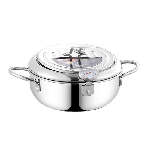 304 stainless steel Japanese tempura frying pan with thermometer small frying pan oil-saving pot induction cooker gas pot
