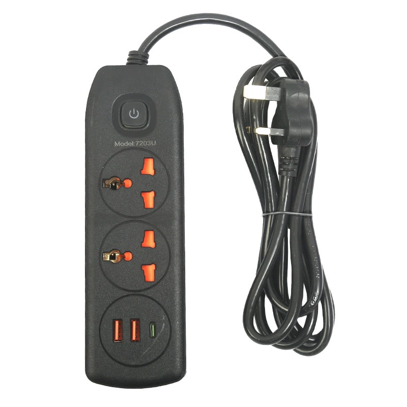 Удлинитель на 2 USB + 1 Type-C с защитной дверцей, нейтральная упаковка, по стандартам: британский, ОАЭ, европейский, американский