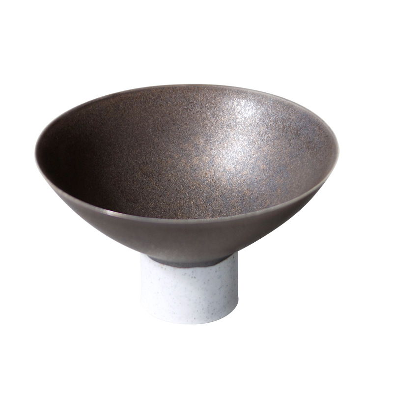 Tacos de arroz de cerámica de esmalte de metal original con utensilios de montaña y río Tacos de pies altos de estilo japonés Tacos de platos vegetarianos Zen